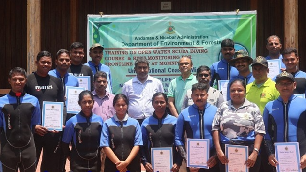 Andaman forest staff get underwater graduation ceremony