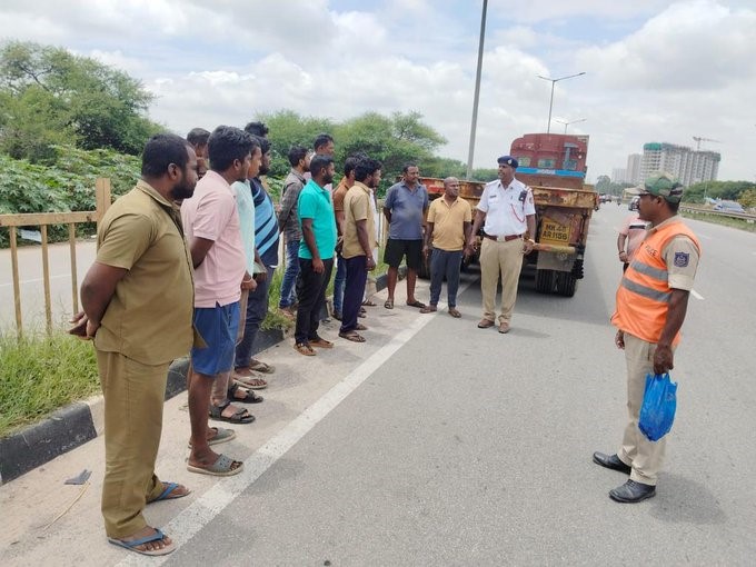 KR Puram police conduct road safety drive for HGV, LGV drivers