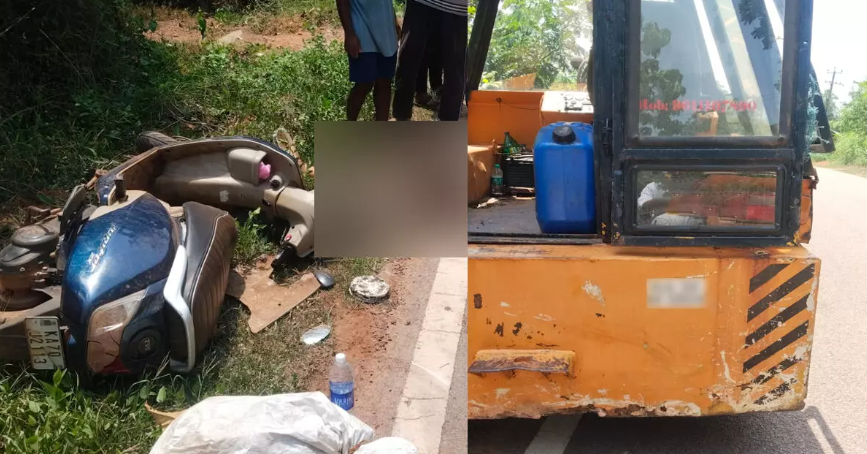 Crane hits scooter killing local worker instantly