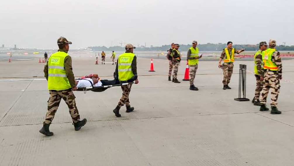 CISF holds air crash mock drill at Delhi airport