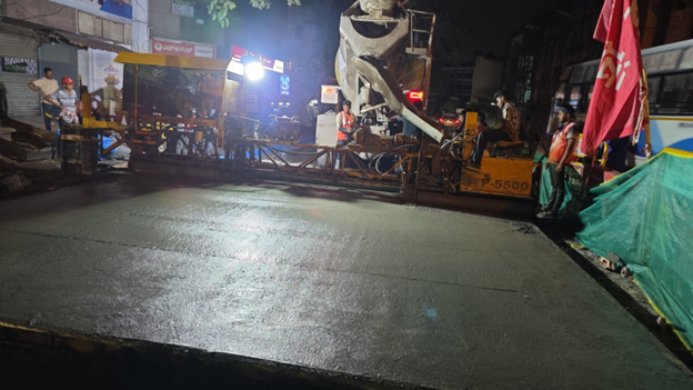 JC road white topping work underway
