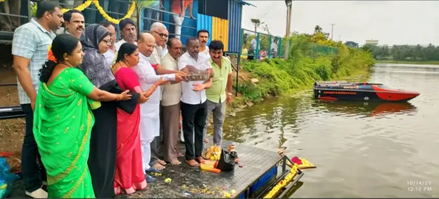 MLA Iqbal Hussain offers puja at Rangarayaradoddi lake