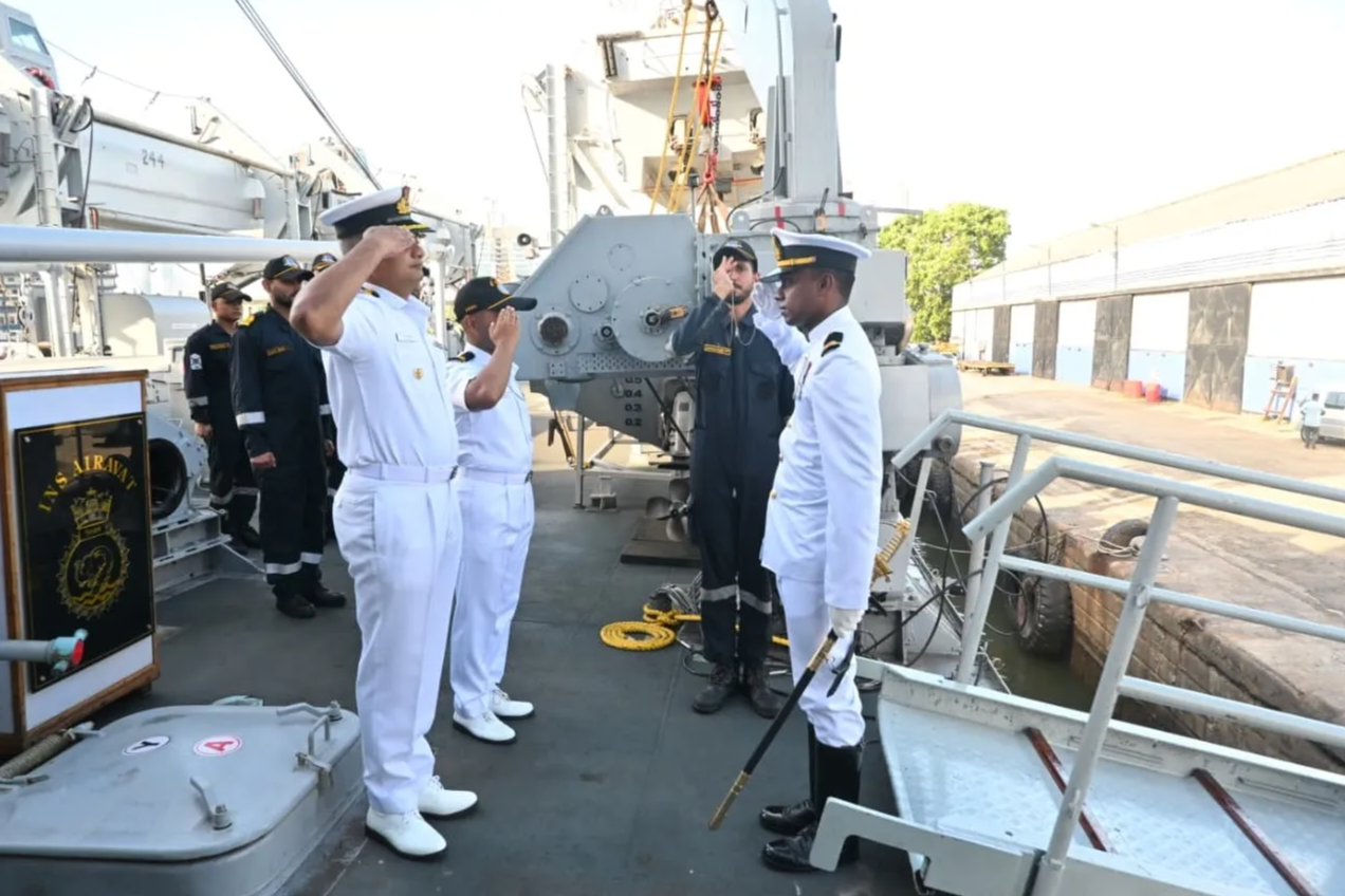 Neighborhood first: INS Airavat docks in Colombo