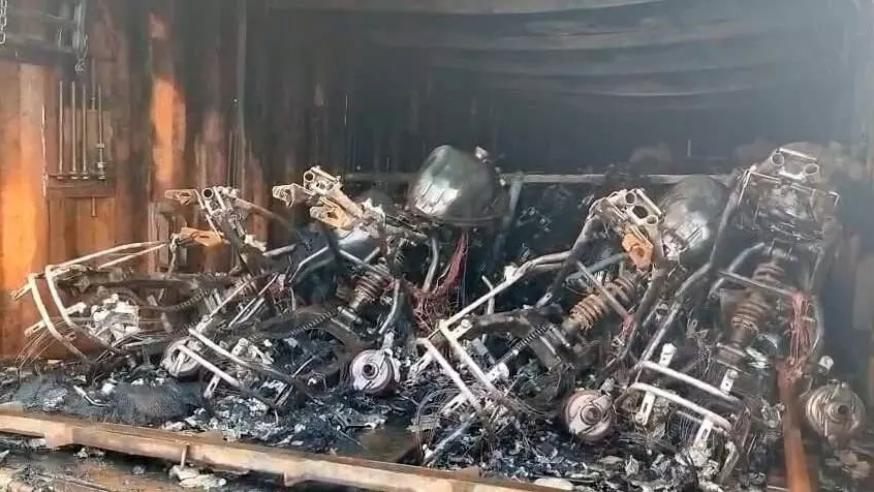 Lorry catches fire, 40 motorcycles worth ₹45 lakh destroyed