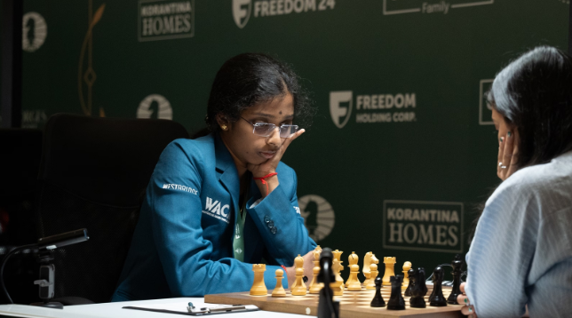 R Vaishali leads while Sindarov topples chess star