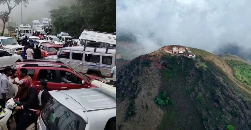 Massive tourist inflow triggers mountain traffic at Mullayanagiri hills