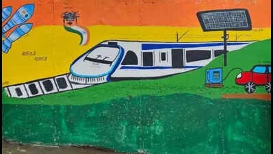 Railway Station Platform Transformed with Vibrant Wall Art
