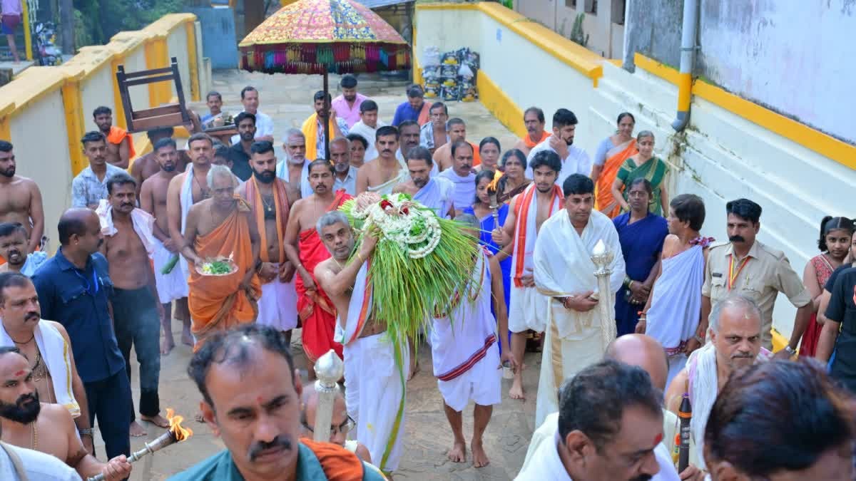 Festive new grain meal at Kukke Subrahmanya: Offering of new grain to the god